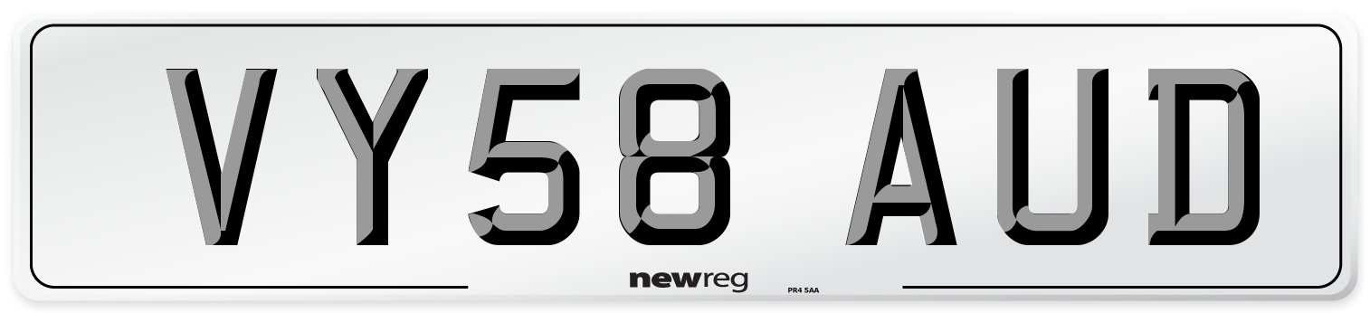 VY58 AUD Number Plate from New Reg